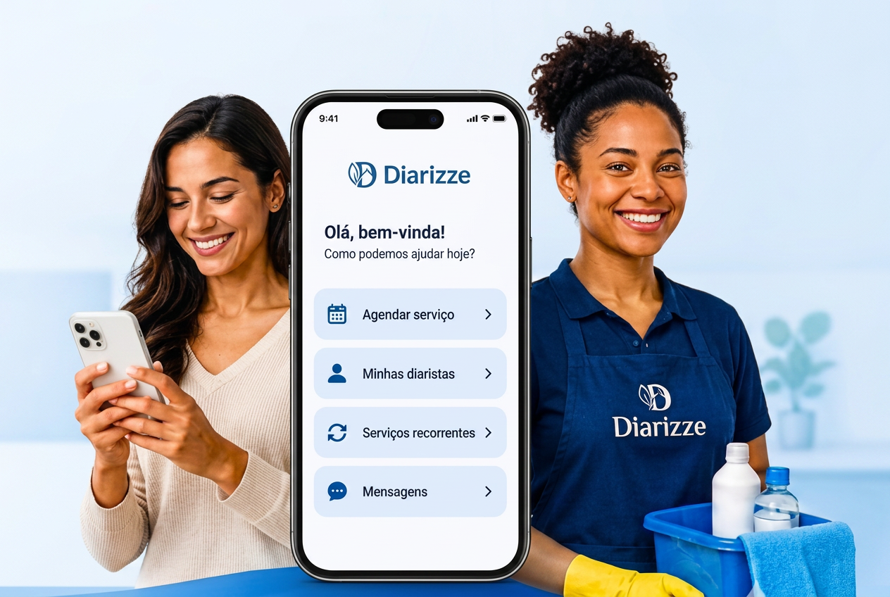 Cliente e diarista usando o painel Diarizze